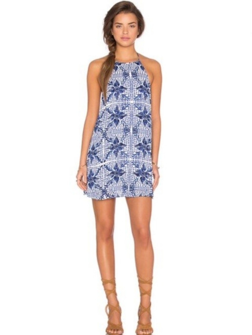 Show Me Your Mumu Blue Floral Halter Dress